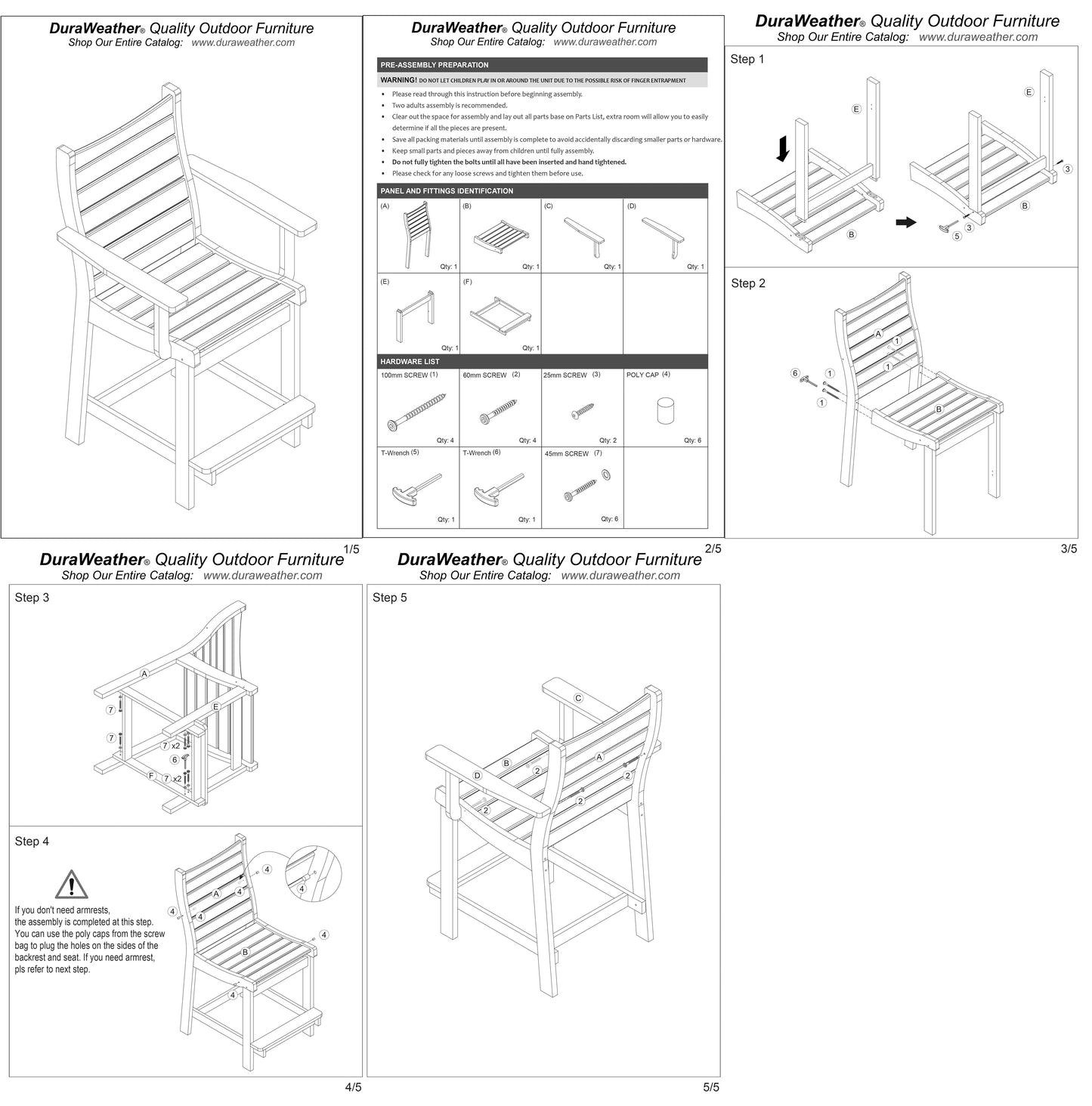 5-Piece Brookshire Counter Height Dining Table Set