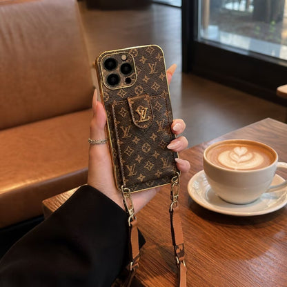 Luxury Monogram Crossbody Wallet iPhone Case