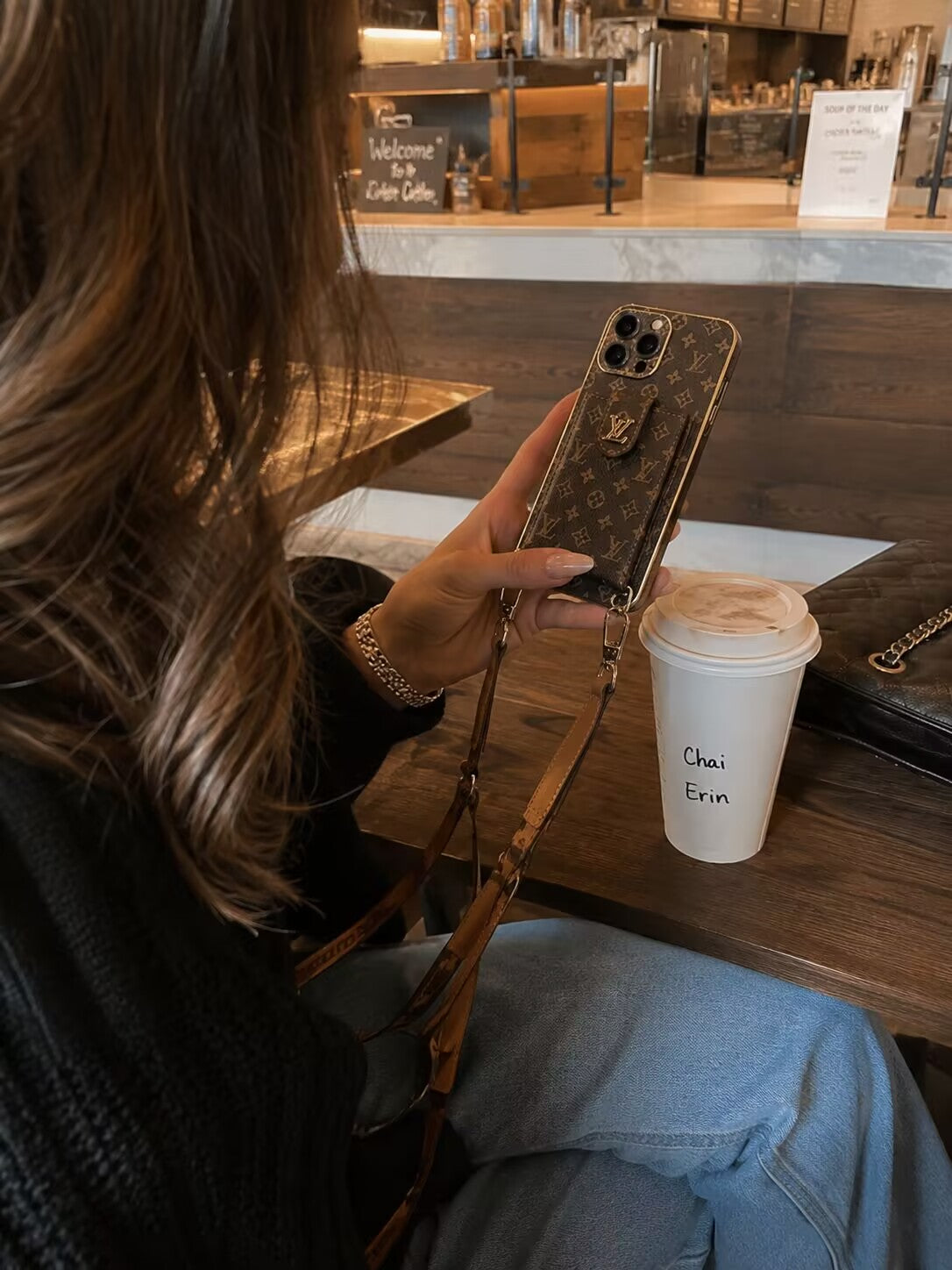 Luxury Monogram Crossbody Wallet iPhone Case