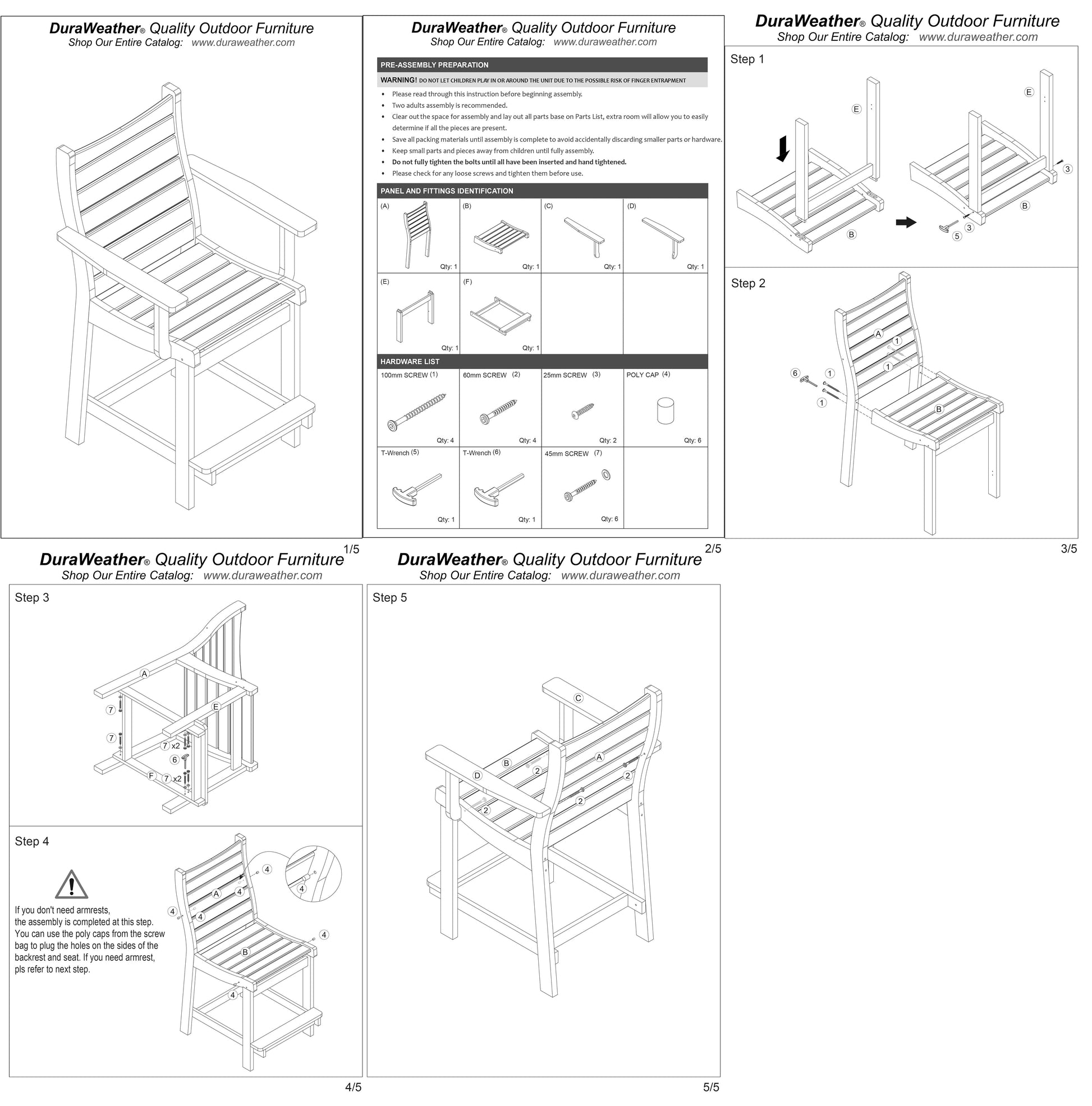 5-Piece Brookshire Counter Height Dining Table Set