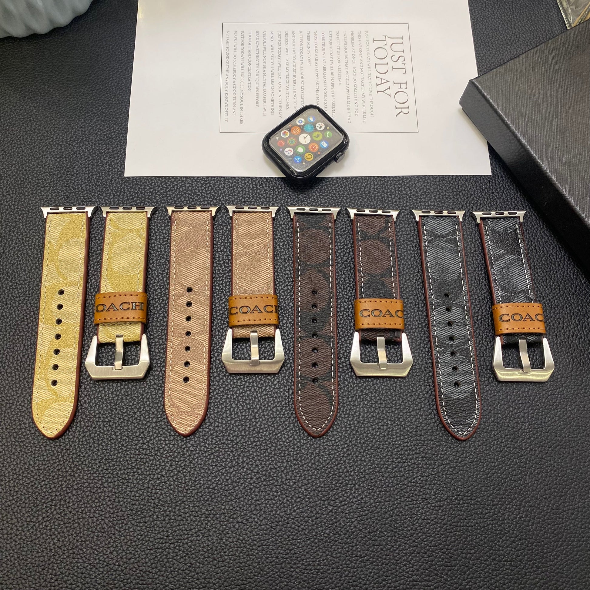 Leather Classic Apple Watch Band Black-YHK244221710