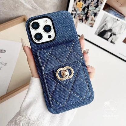 Quilted Crossbody iPhone Case with Chain Strap & Card Pocket